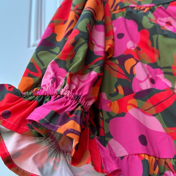 Pink and Yellow Maxi Sundress with Puff Sleeves - Picture 6 of 10